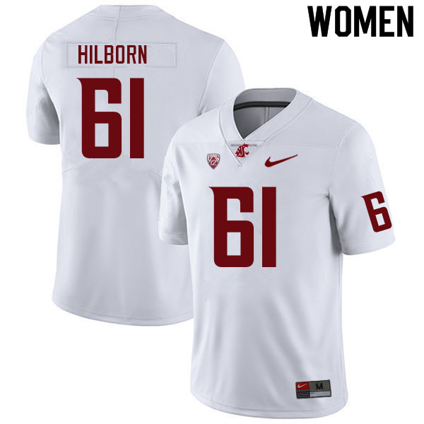 Women #61 Christian Hilborn Washington State Cougars College Football Jerseys Sale-White